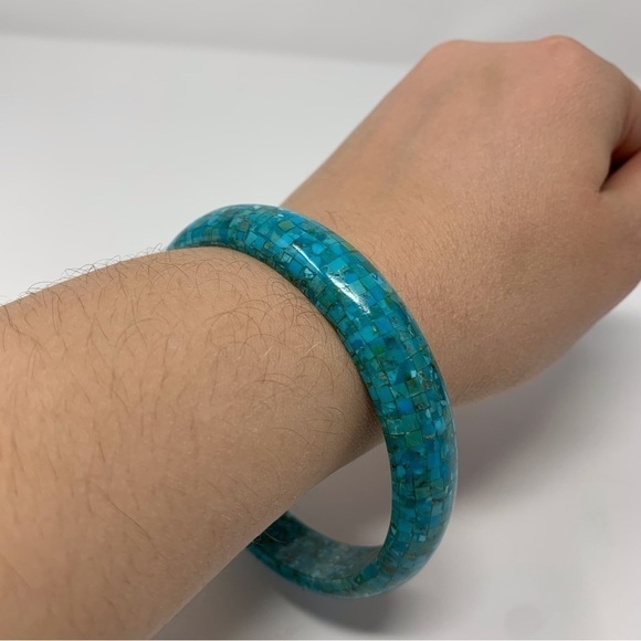 Classic Blue Green Speckled Bangle - Picture 3 of 6